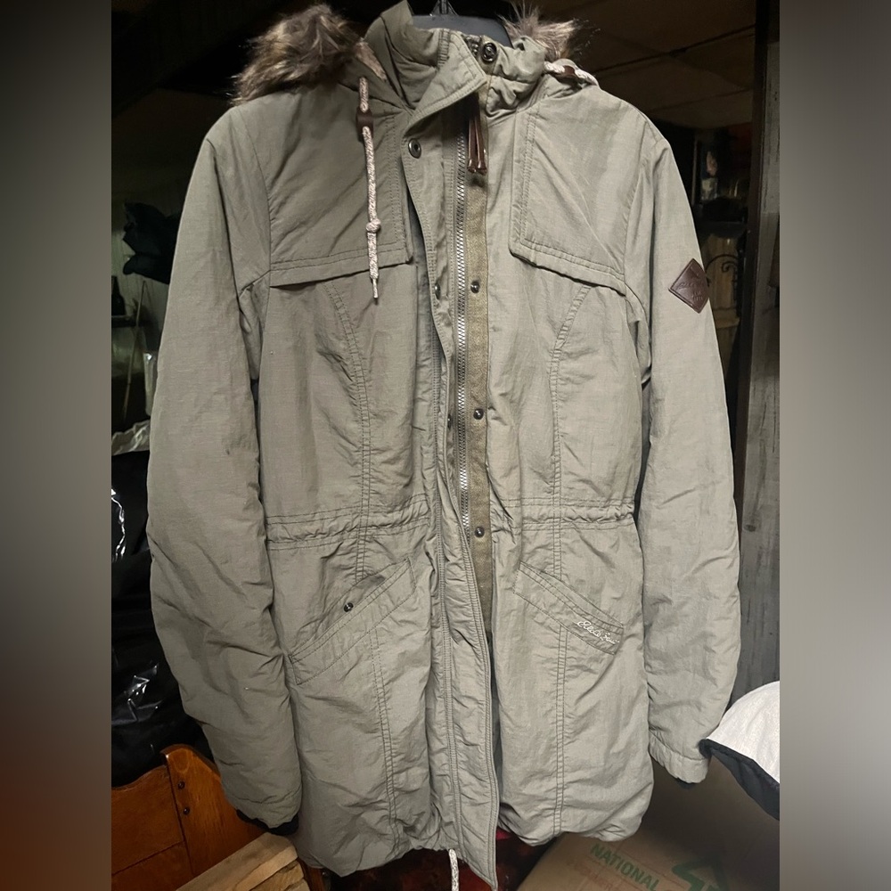 Eddie Bauer Khaki Hooded Field Jacket
